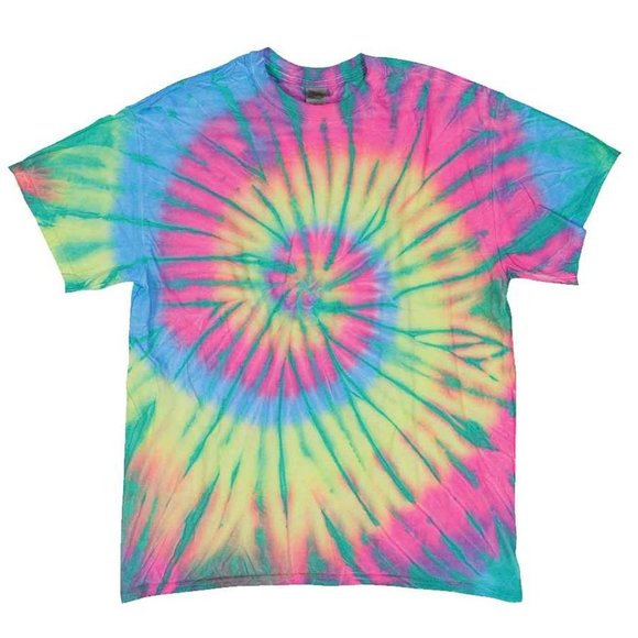 Exclusive Dyenomite Neon Pastel T Shirt Unisex Pink Aqua Yellow Hand Dyed 2X 3X - Picture 1 of 2